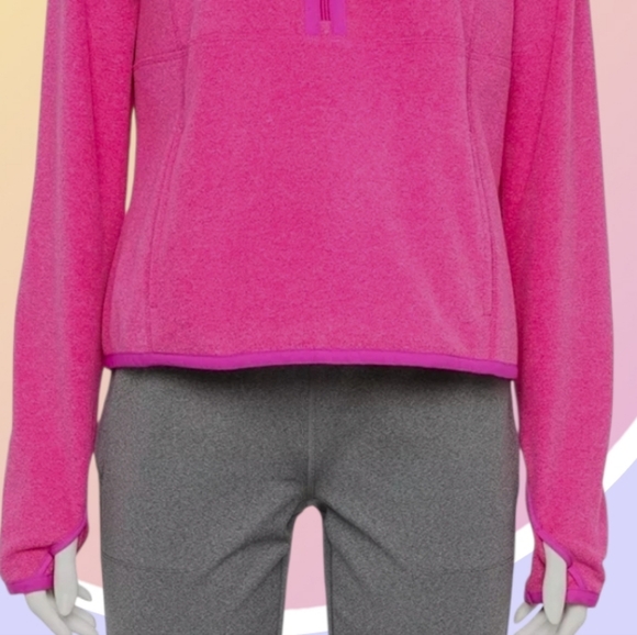 NWT 2XL Quarter Zip Mock Neck Fleece Pull Over Top w Kangaroo Pocket - Picture 6 of 9